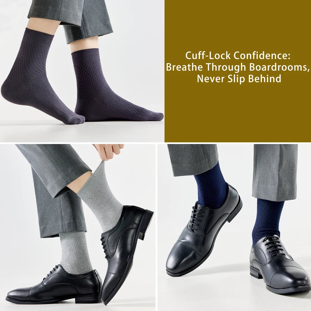 Antibacterial Bamboo Mens Socks Mid Crew Seamless Comfort