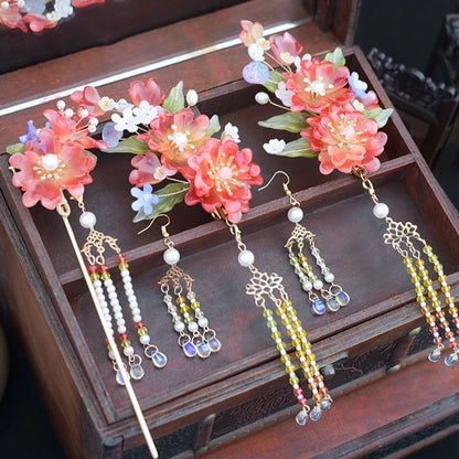 Vintage Chinese Hanfu Hair Accessories Set for Bridal Elegance