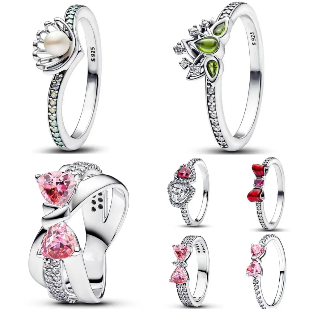 Elegant 925 Sterling Silver Zircon Bow Ring for Women Fashion Jewelry