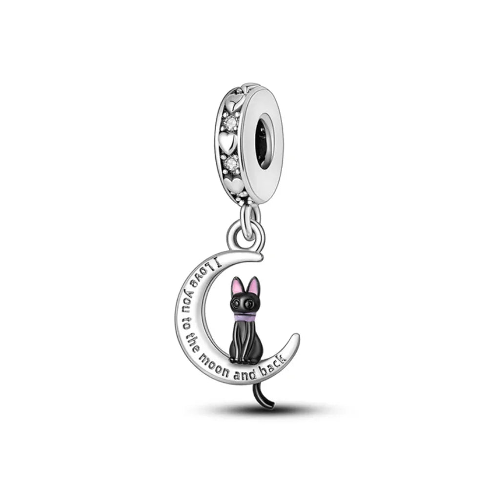 Sterling Silver Paw Print and Bone Charm Bead for Pet Bracelet Jewelry B5198