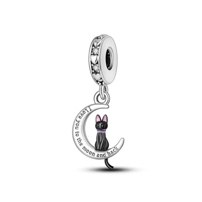 Sterling Silver Paw Print and Bone Charm Bead for Pet Bracelet Jewelry B5198