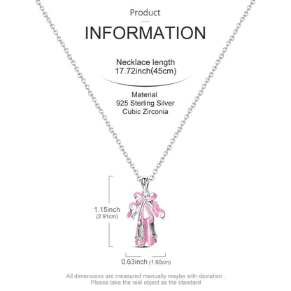 Elegant 925 Sterling Silver Zircon Butterfly Heart Pendant Necklace for Women Anniversary Gift KTN069