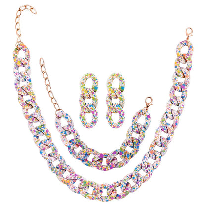 FishSheep Bohemian Candy Color Choker Necklace and Earrings Set for Women 2022 Fashion Jewelry
