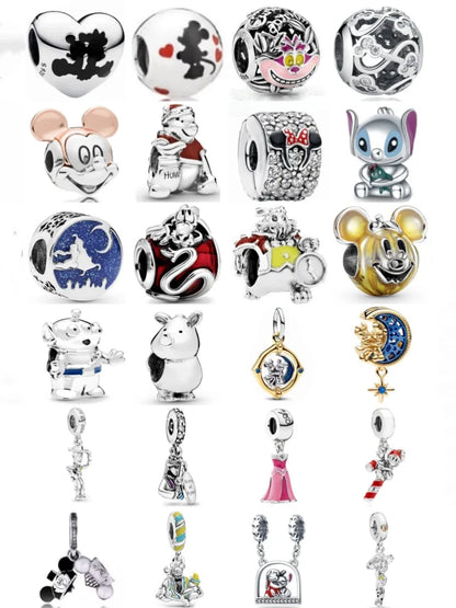 925 Silver Teddy Bear Beads and Mouse Pendant for European Original Bracelet DIY Exquisite Jewelry
