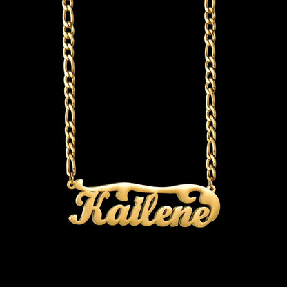 Customized Double Layer Heart Name Necklace for Men and Women with Adjustable Thick Figaro Chain