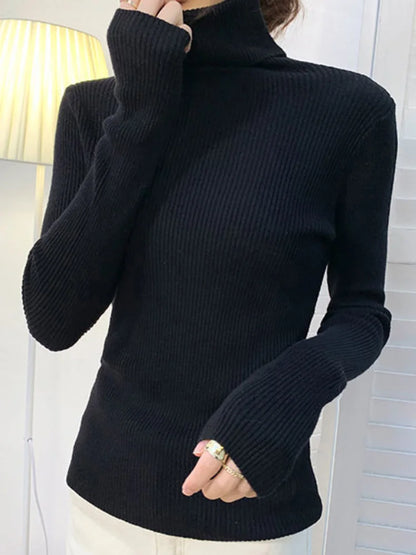 Women Slim Turtleneck Long Sleeve Pullover Sweater Autumn