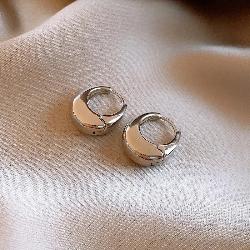 Punk Oval Hoop Earrings Minimalist U Shaped Accessories for Daily Style silver color