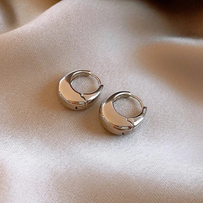 Punk Oval Hoop Earrings Minimalist U Shaped Accessories for Daily Style silver color