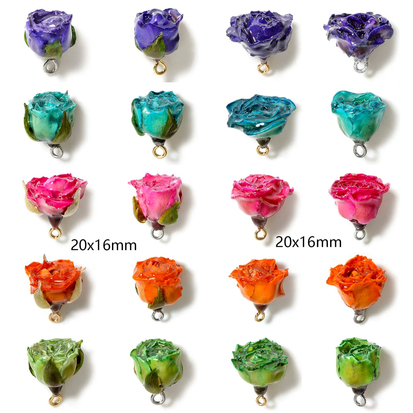 Handmade Multicolor 3D Resin Flower Charms for DIY Jewelry Earrings 2x16mm