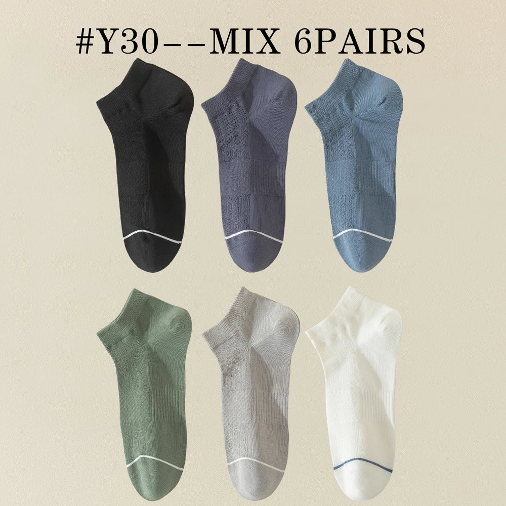 6 Pairs Mens Anti Odor Breathable Ankle Socks Cotton