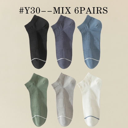 6 Pairs Mens Anti Odor Breathable Ankle Socks Cotton