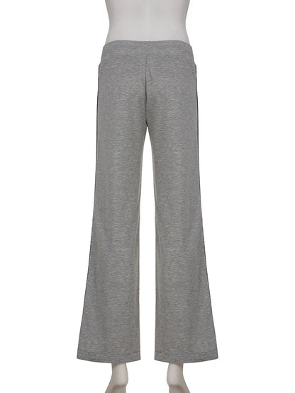 Striped Contrast Drawstring Pants Women Casual Street Style