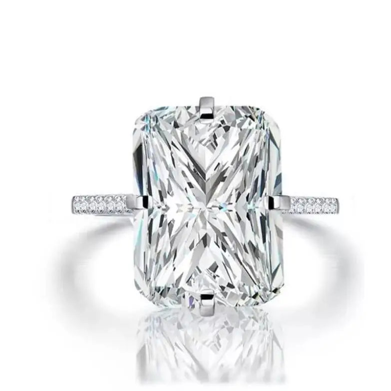Real 100 Percent 925 Sterling Silver Diamond Engagement and Wedding Band Ring Set for Women