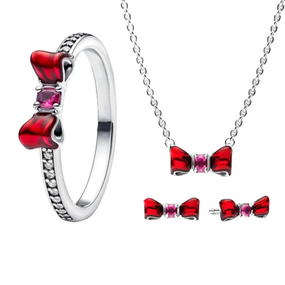 925 Sterling Silver Colorful Zircon Bow Tie Jewelry Set for Women Elegant DIY Fine Gift