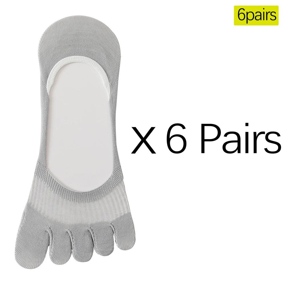 6 Pairs Cooling Mint Toe Socks For Women Non Slip Ankle