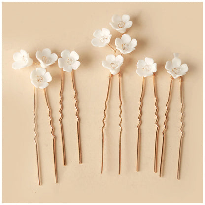 Elegant Bride U-Shaped Hair Sticks - Top-Rated Porcelain Flower Hairpins for Stunning Wedding Looks GE-3