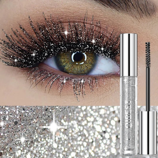 Diamond Mascara with Shining Galaxy Sequins for Thick Curling Glitter Eyelashes Quick Dry and Sweat Proof Shimmer Makeup