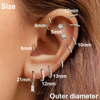 Star Zircon Stainless Steel Helix Piercing Earrings For Women