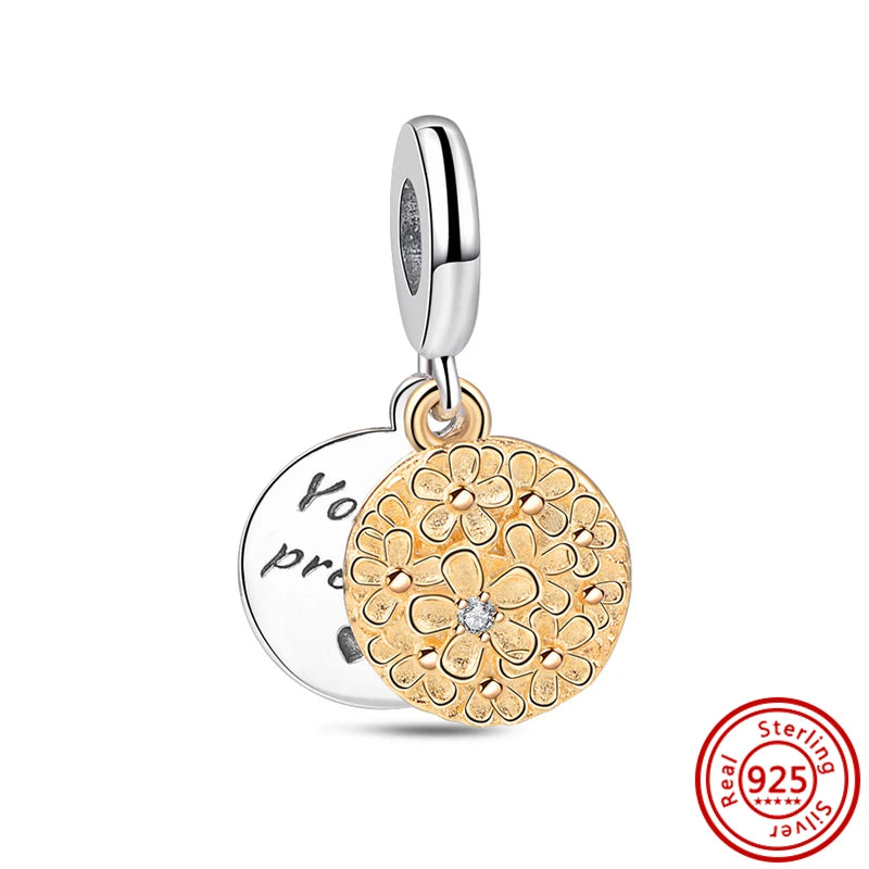 925 Sterling Silver Zodiac Pendant with Colorful Zircon for Charm Bracelets H190 3mm-4mm