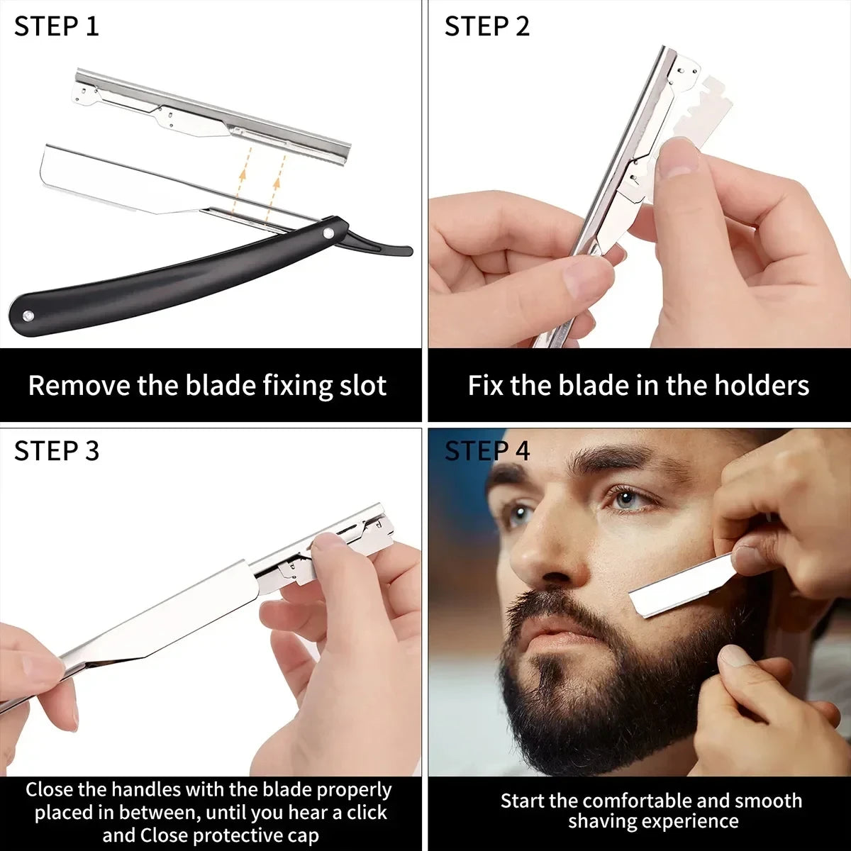 Manual Shaver for Men Stainless Steel Safety Razor Barbershop Quality Easy to Use with Replacement Blades