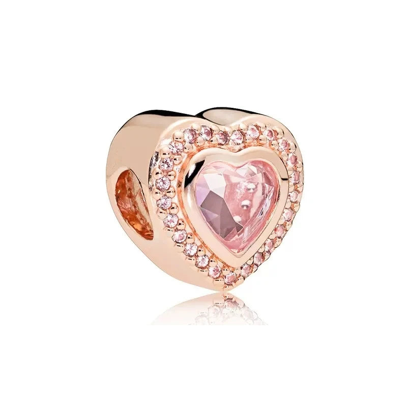 Sparkling Intertwined Love Hearts Charm Beads for 925 Sterling Silver Bracelet