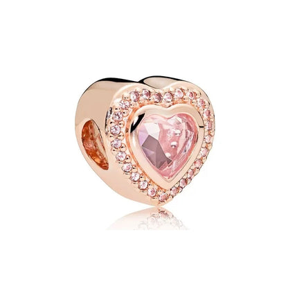 Sparkling Intertwined Love Hearts Charm Beads for 925 Sterling Silver Bracelet
