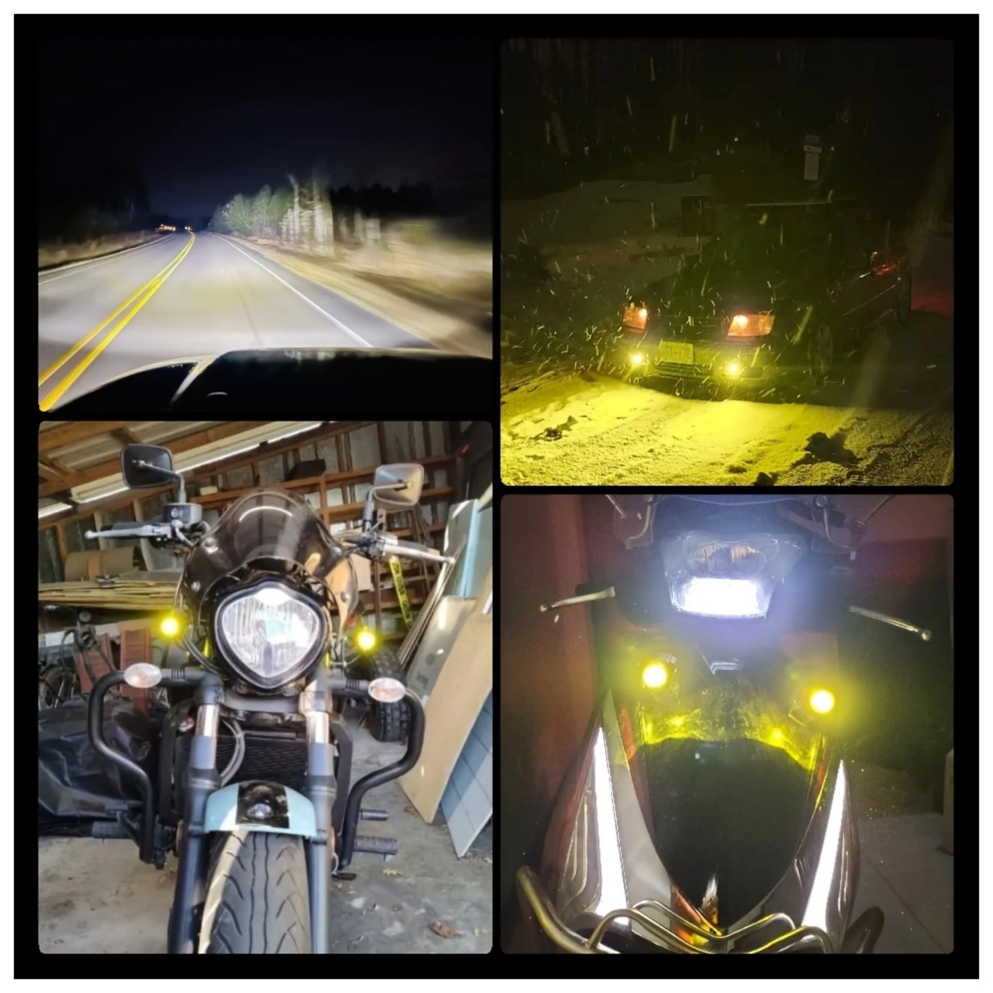 Two Tone Motorcycle LED Spotlight White Yellow Dual Beam