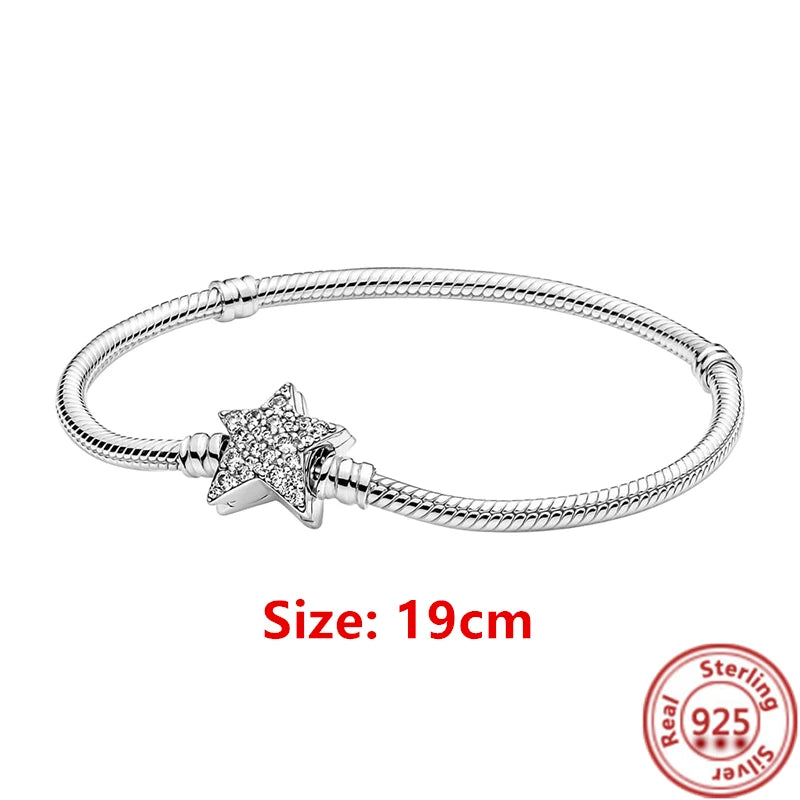 925 Silver Galaxy Charms Bracelet with Starry Sky Beads and Planetary Motifs