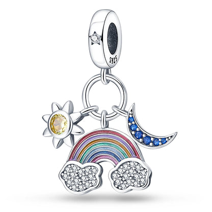 925 Sterling Silver Starry Sky Moon Earth Star Beads