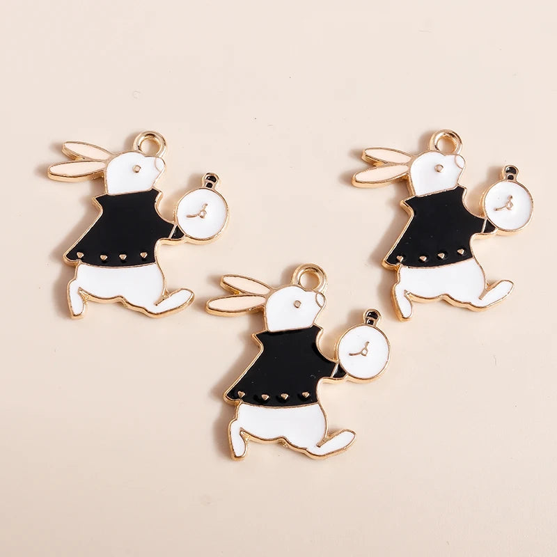 10 Pieces Mixed Cute Animal Charms Enamel Butterfly Cow Snail Cat Rabbit Deer Pendants for DIY Jewelry Making
