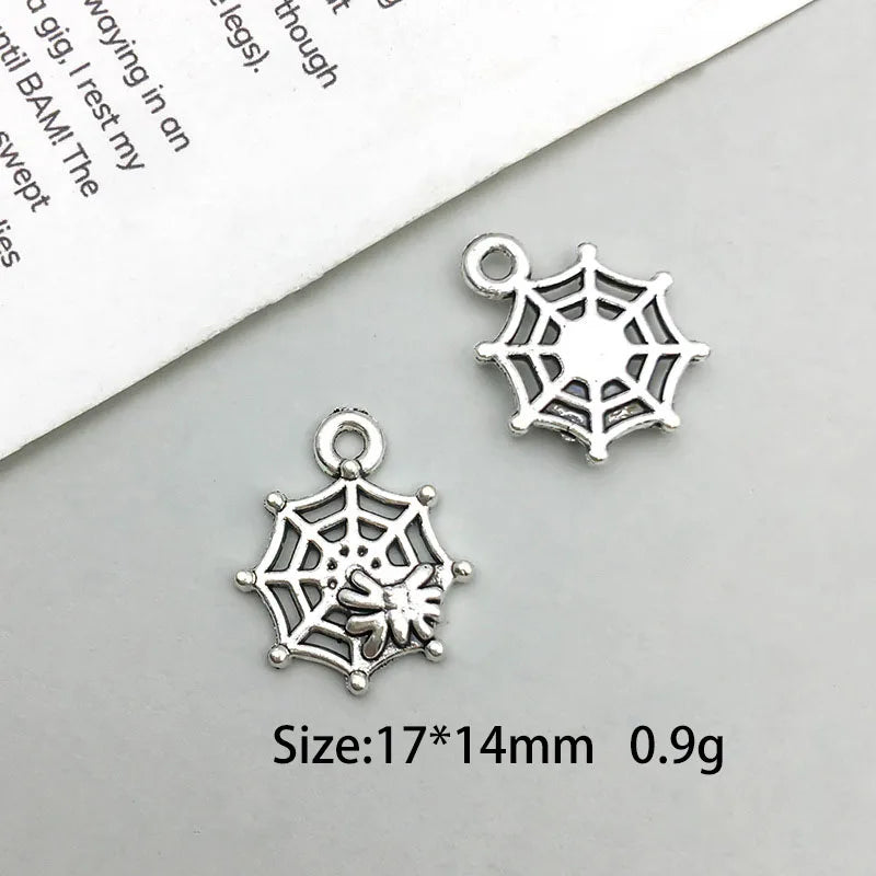 Antique Silver Spider Charms Set for DIY Halloween Jewelry Crafting