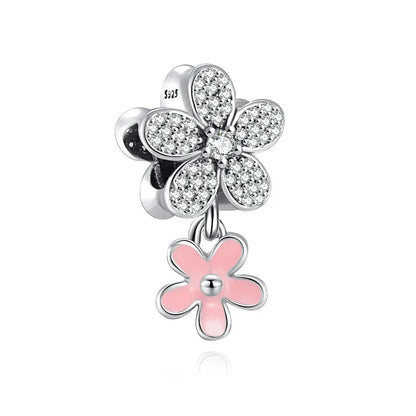 925 Sterling Silver Charm Beads for Women Bracelet - Four-Leaf Clover and Sunflower Design A1603fen