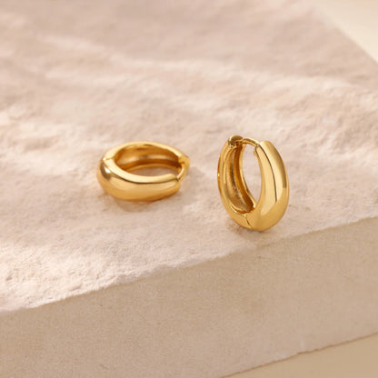 Classic Gold Chunky Hoop Earrings for Women Minimalist Stainless Steel Jewelry 2025 Trend