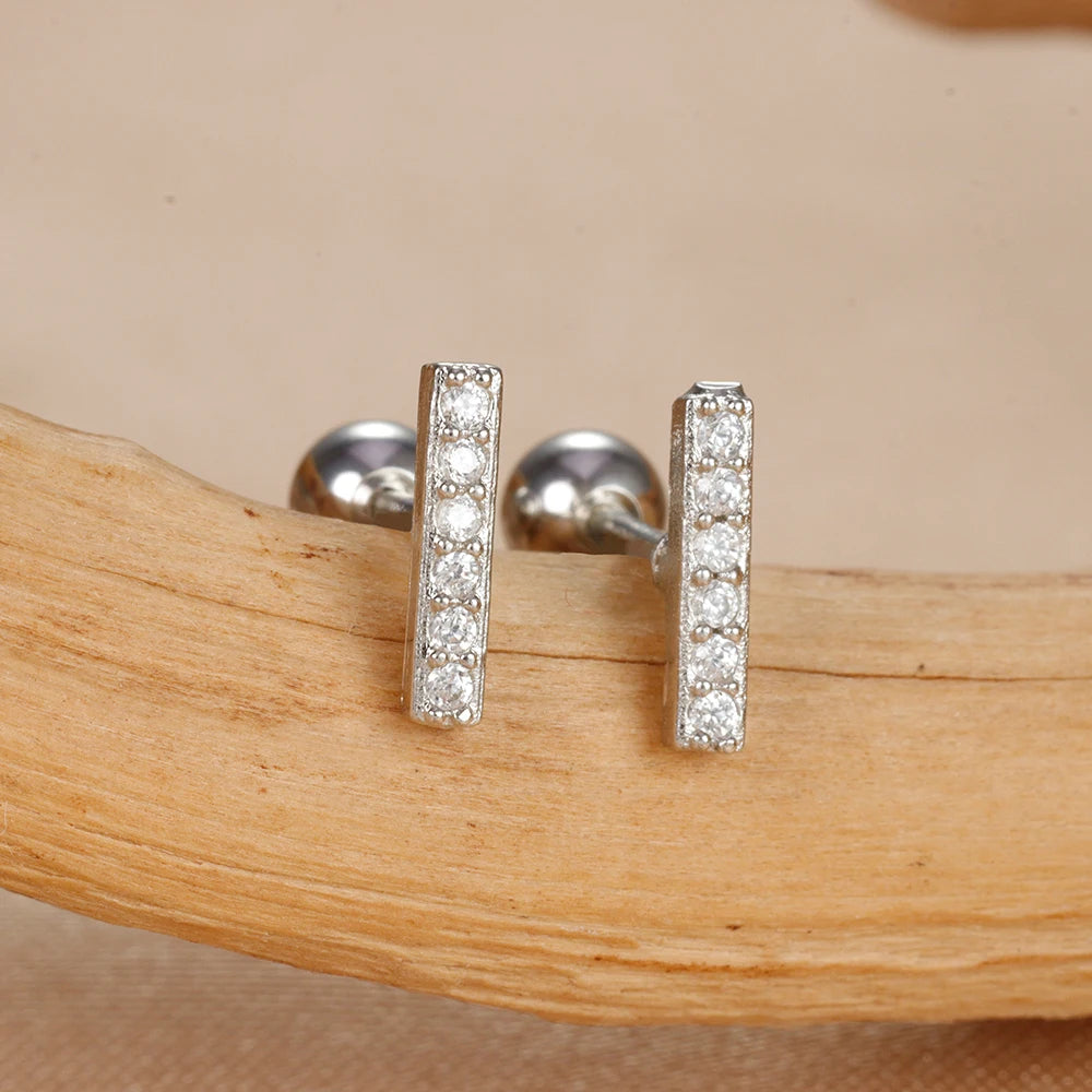 2Pcs Helix Ear Piercing Stud Earrings for Women Zircon Heart Star Moon Tragus Accessories Jewelry Gift