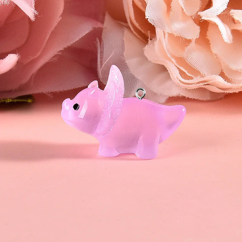 Luminous 3D Dinosaur Charms Resin Pendants for DIY Jewelry Making