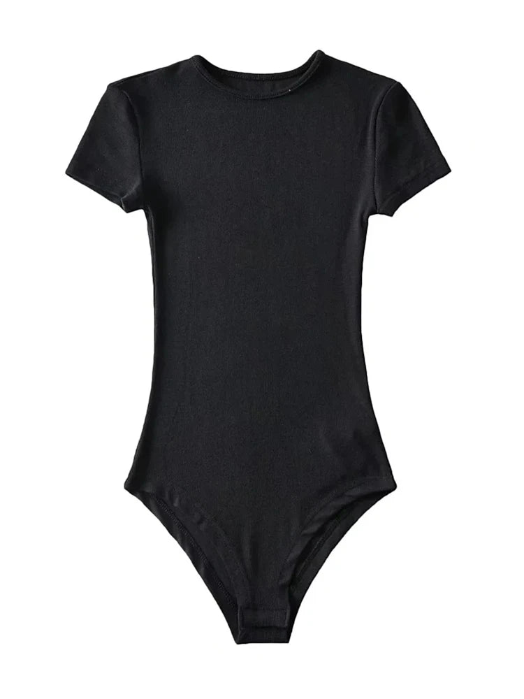Summer Women Slim Short Sleeve Bodysuit Romper Jumpsuit