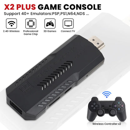 X2 Plus 256G 50000 Game GD10 Pro 4K Game Player 3D HD Retro Video Game Console Wireless Controller TV 50 Emulator For Kids Gifts
