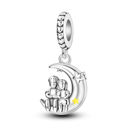 Inlaid Zircon Heart Charm Beads 925 Sterling Silver Dangle for Bracelets SMC5251