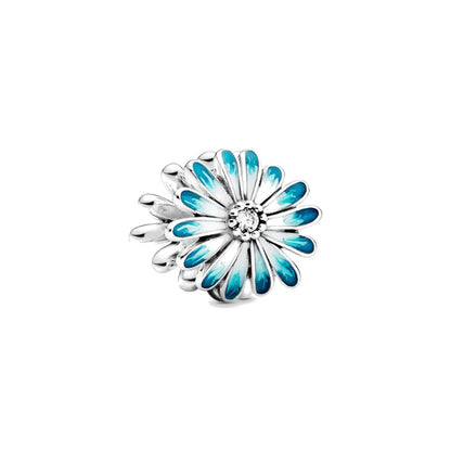 European 925 Sterling Silver Daisy Flower Fish Flag Pendant Bead Charm for Women's Bracelet and Necklace Jewelry