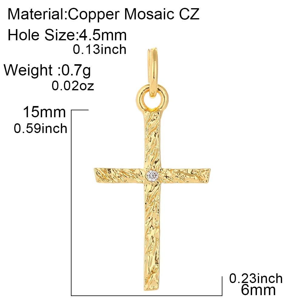 Gold Cubic Zirconia Cross Dangle Charms for Jewelry Making Necklace Bracelet Earrings