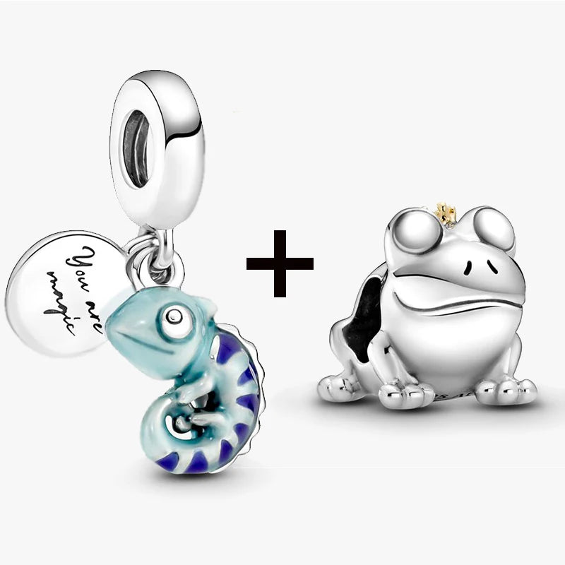 Chameleon and Turtle Pendant Beads for Charm Bracelets Jewelry Gift BD12