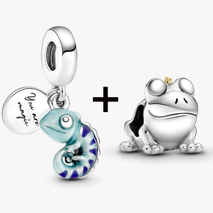 Chameleon and Turtle Pendant Beads for Charm Bracelets Jewelry Gift BD12