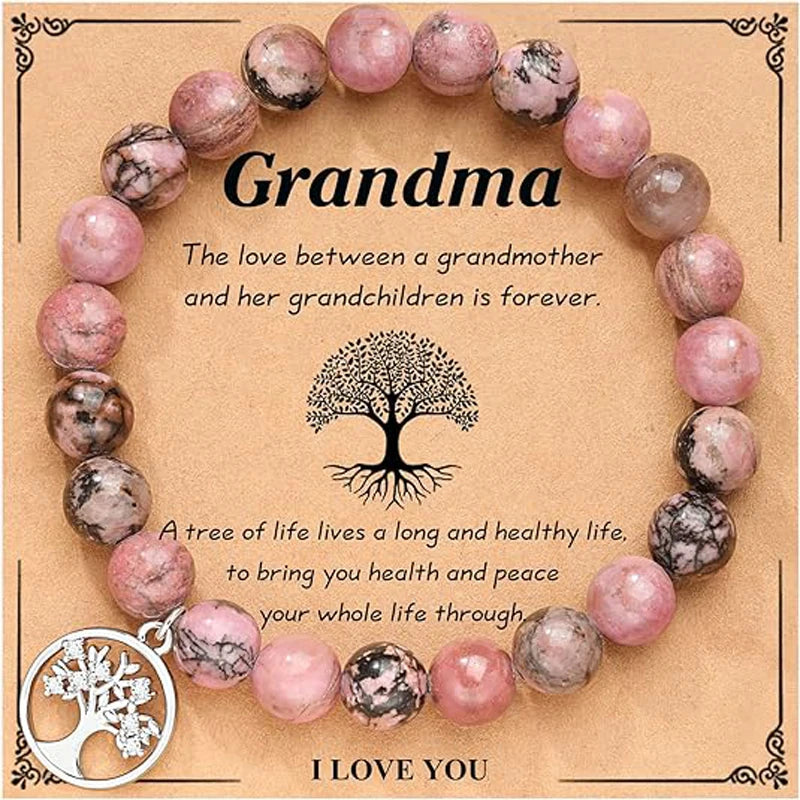 Elegant Tree of Life Natural Stone Bracelet for Women - Perfect Gift for Grandma on Birthday, Christmas, or Mother's Day
