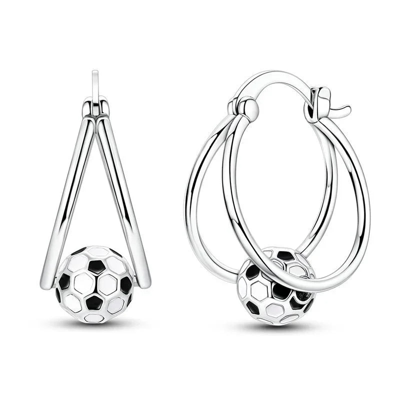 Original 925 Sterling Silver Sports Ball Charms Earrings Beads Pendants for Bracelet Necklace Jewelry Gift
