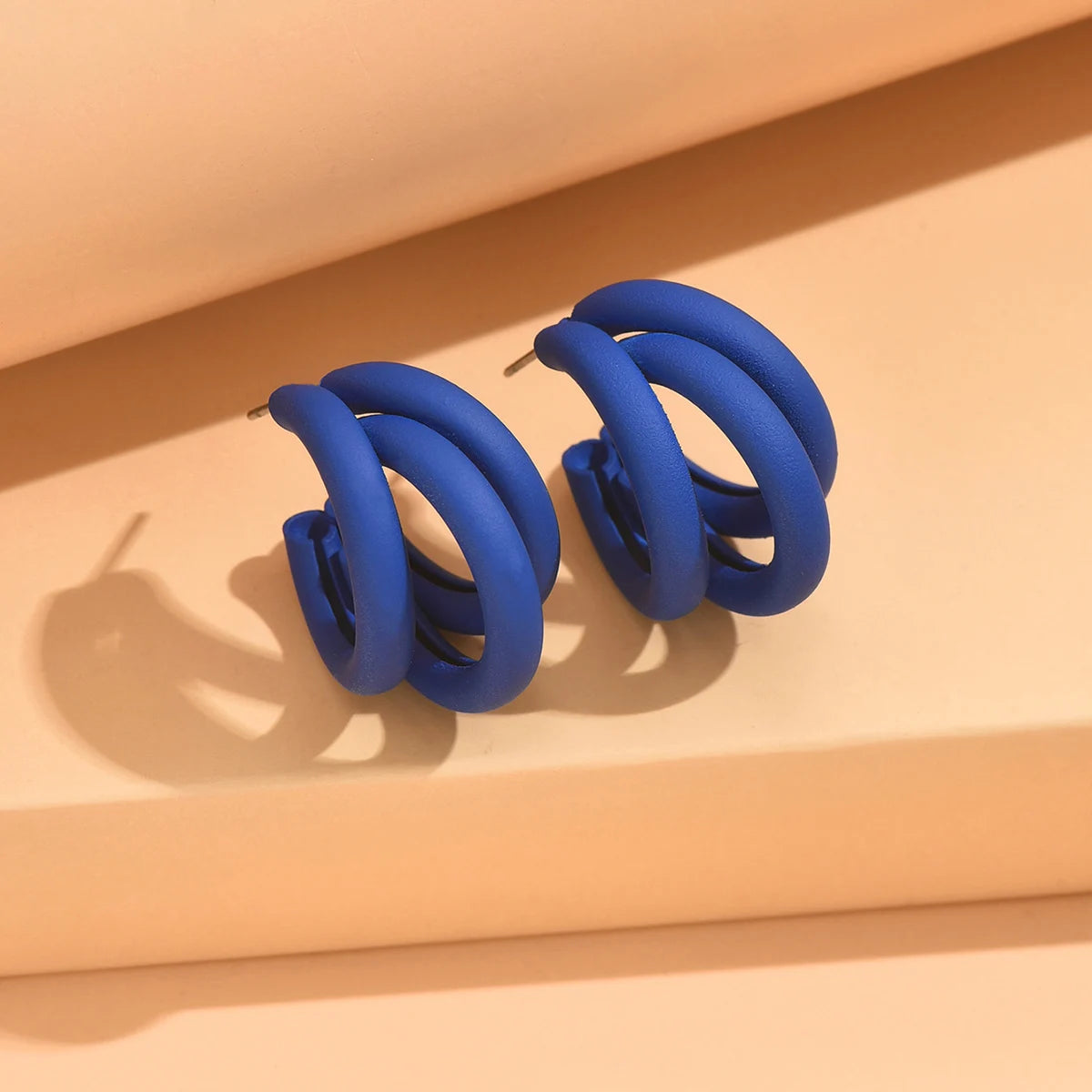 Elegant Gold Hoop Earrings Vintage Geometric Luxury Jewelry for Women blue