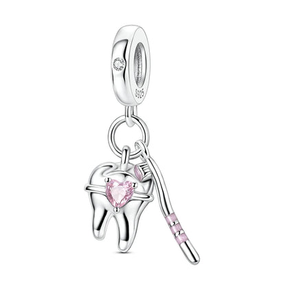 925 Sterling Silver Love Starry Sky Cat Paw Charms Beads