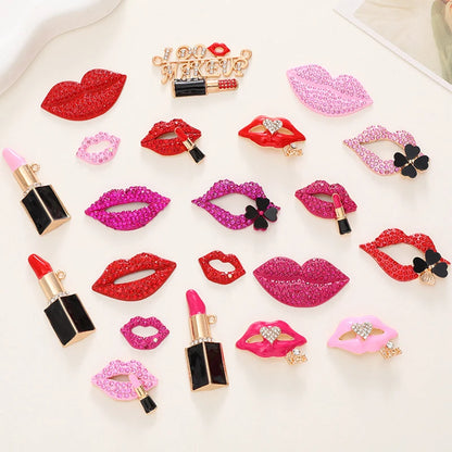 3D Pink Lip Nail Charms Luxury Metal Nail Art Jewelry for DIY Manicure Decoration