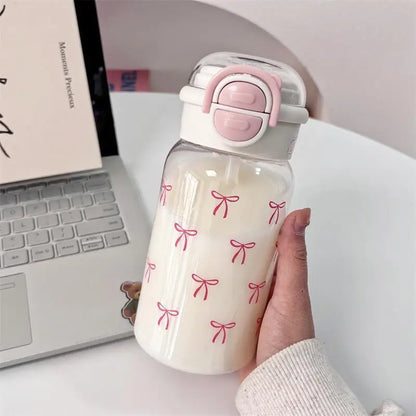 Kawaii Pop Up Straw Water Bottle Leak Proof BPA Free