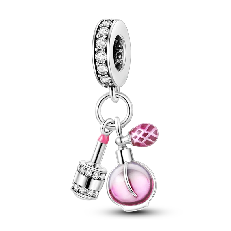 Pink Butterfly Luminous Firefly Dangle Charms 925 Sterling Silver Beads for DIY Jewelry KTC736