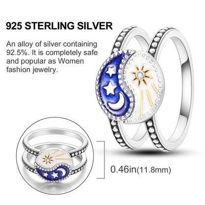 Blue Zircon Evil Eye Palm Star Moon Ring in 925 Sterling Silver for Women - Perfect Wedding and Gift Jewelry LKTR110